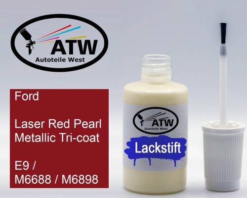 Ford, Laser Red Pearl Metallic Tricoat, E9 / M6688 / M6898: 20ml Lackstift, von ATW Autoteile West.